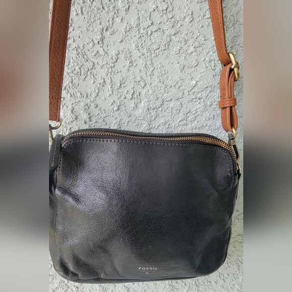 Fossil Black Leather Bag with Gold Accents - Picture 1 of 16